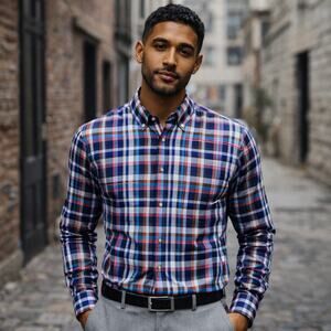 Seize Sur Vingt Men's Button Down Shirt Multi color check Cotton size 15 -33